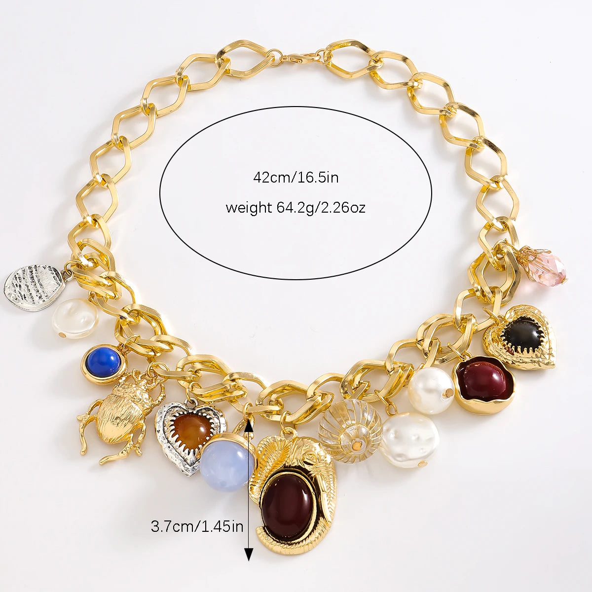 Dual Tone Coin Charm Necklace