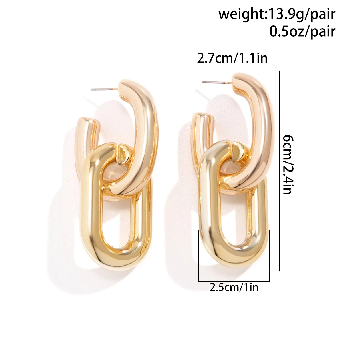Geometric U-Shape Link Hoop Earrings