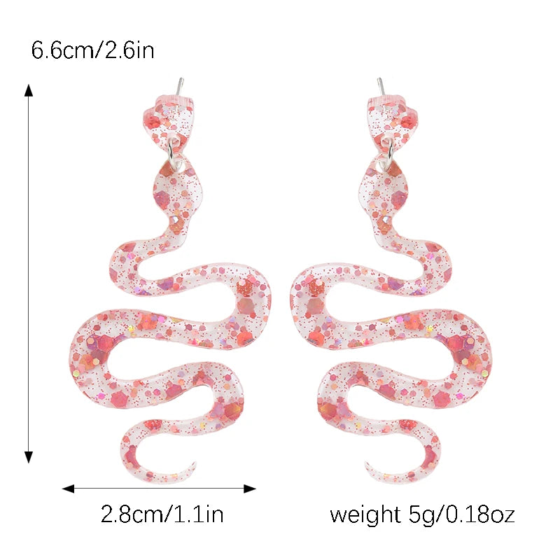 Glamorous Serpent – Dangle Earrings in Acrylic with Sequins