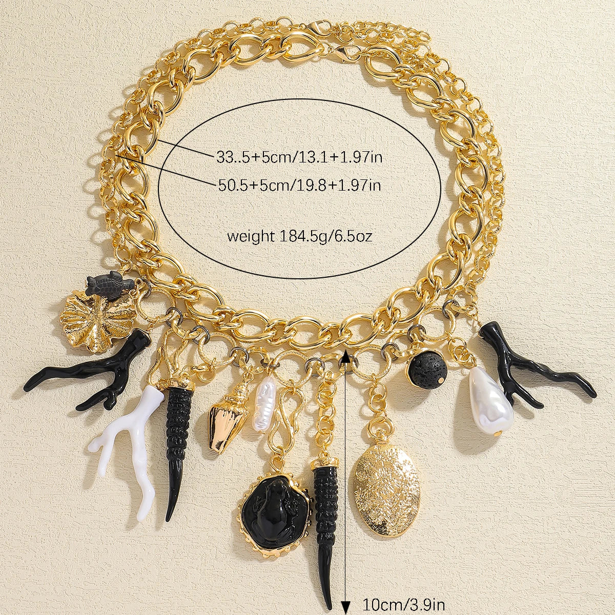 Golden Icons – 2-in-1 Necklace Set with Medals, Pearls & Coral Details