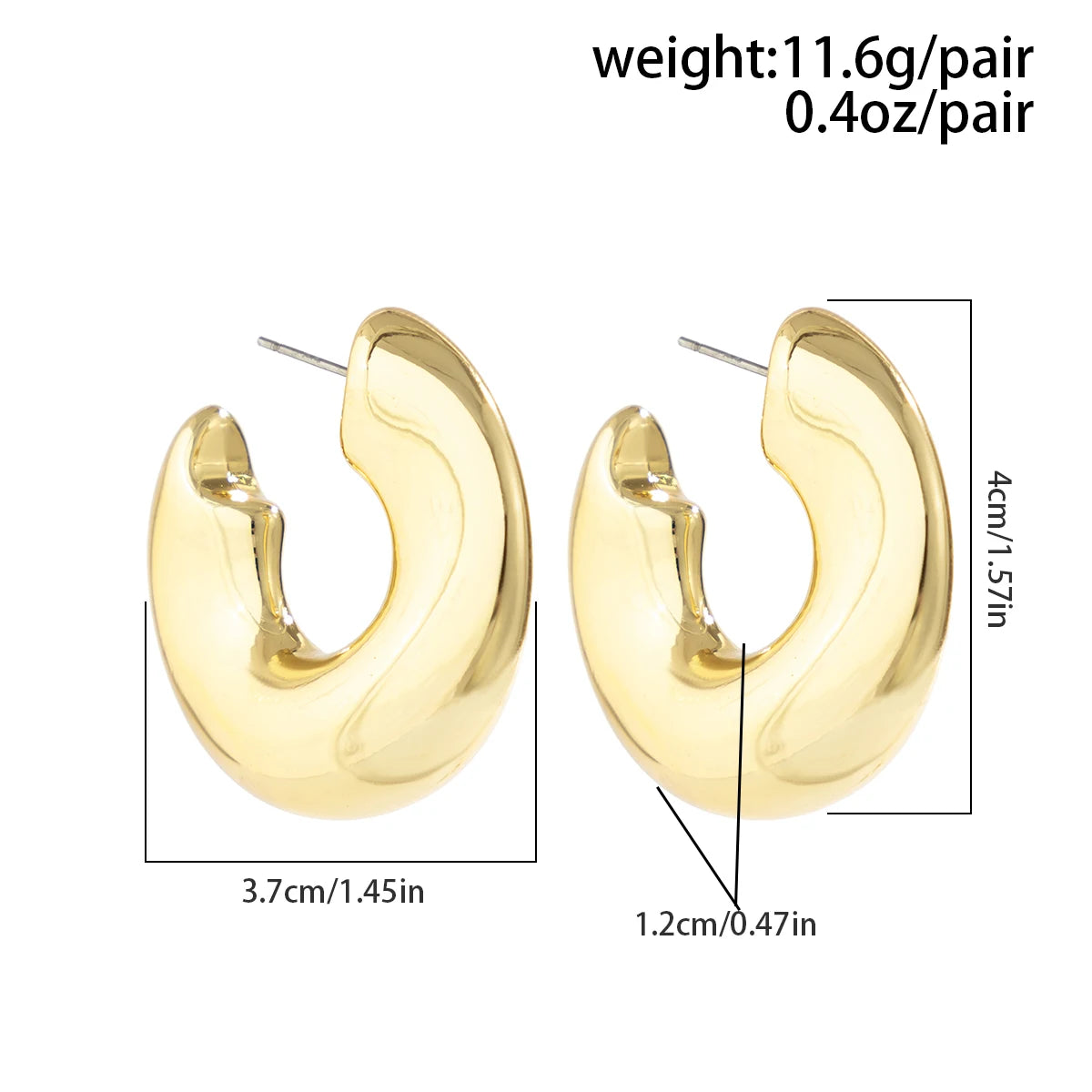 Irregular C-Shaped Hoop Earrings