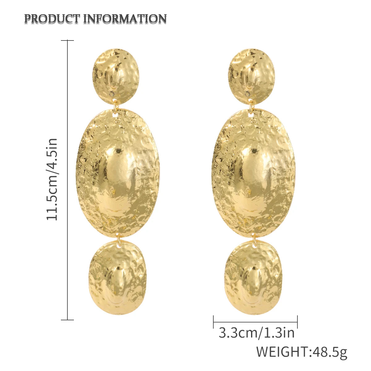 Retro Oval Texture Earrings