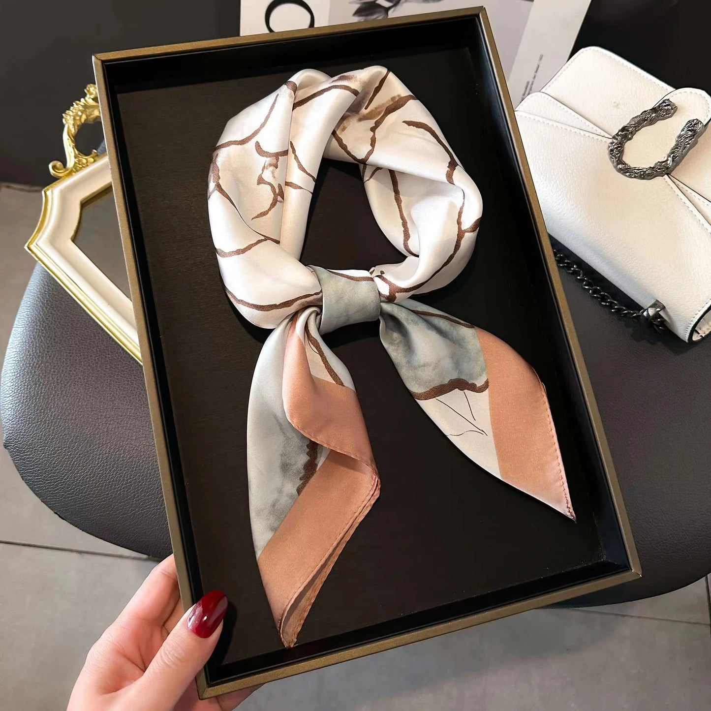 Timeless Elegance: Luxury Korean-Inspired Silk Scarf