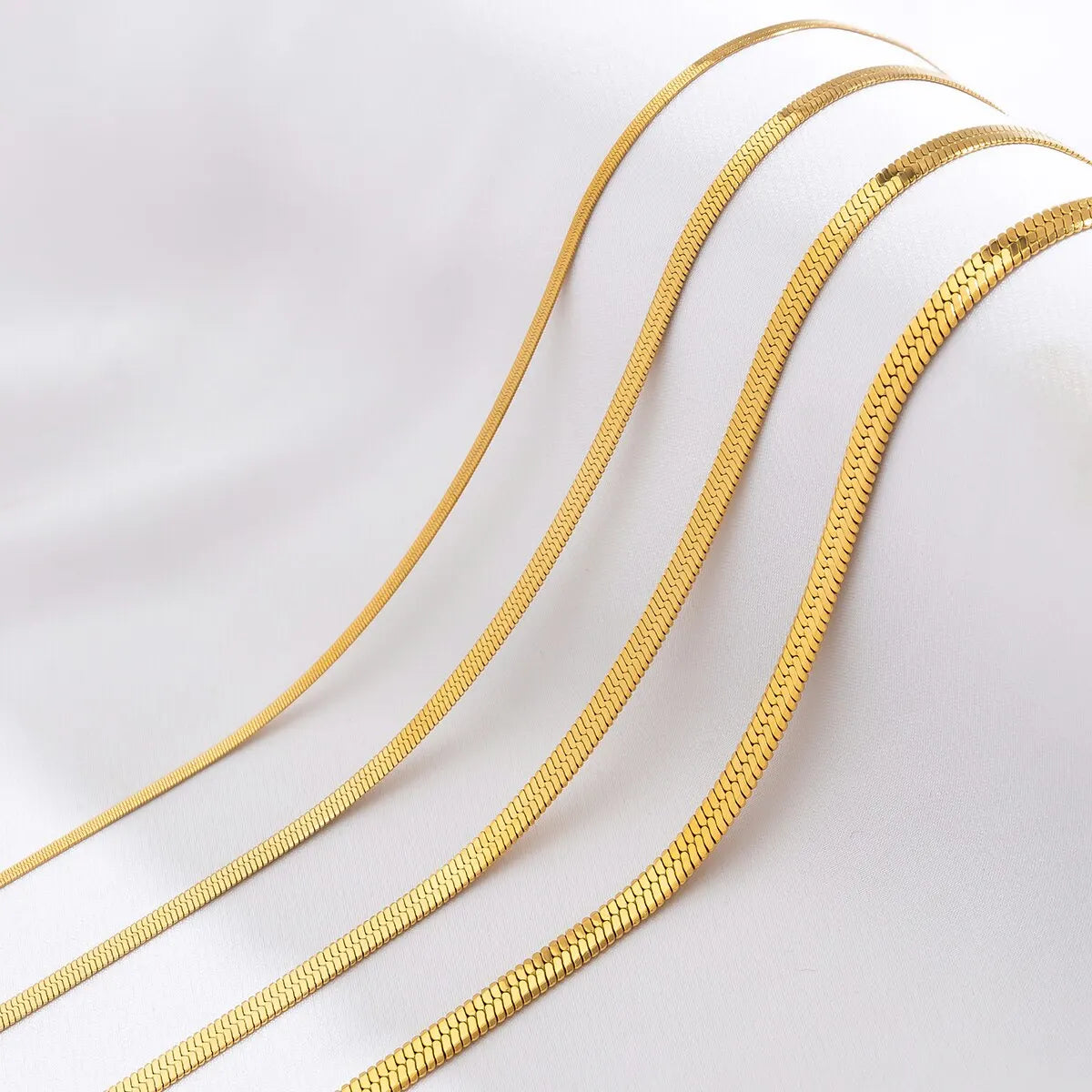 Unisex Stainless Steel Flat Snake Chain Necklace