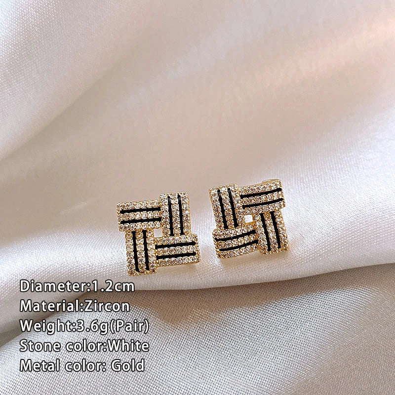 Micro Zircon Geometric Stud Earrings