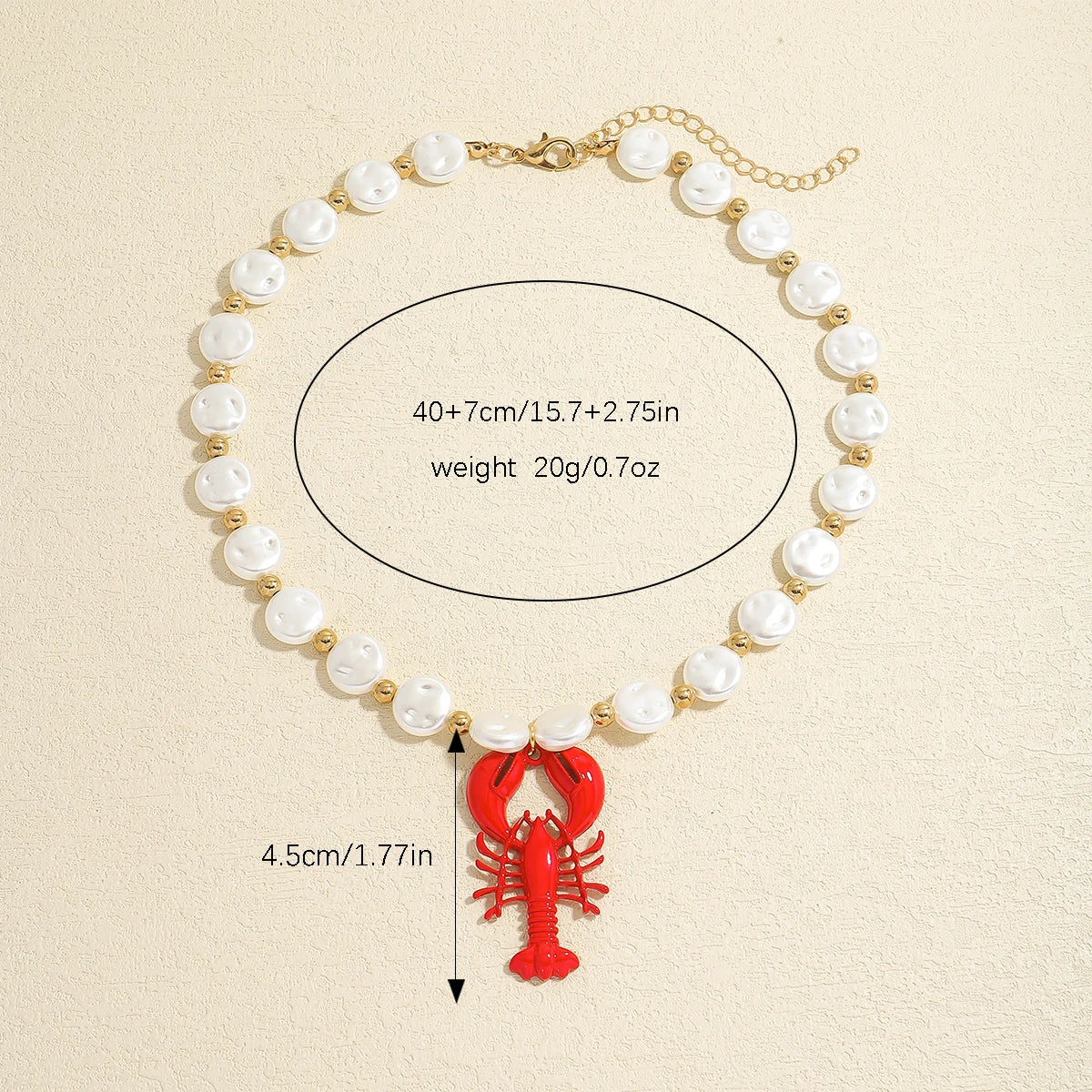 Lobster Pearl Charm Necklace