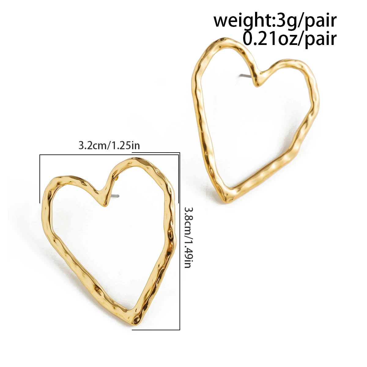 Elegant Hollow Love Heart Stud Earrings