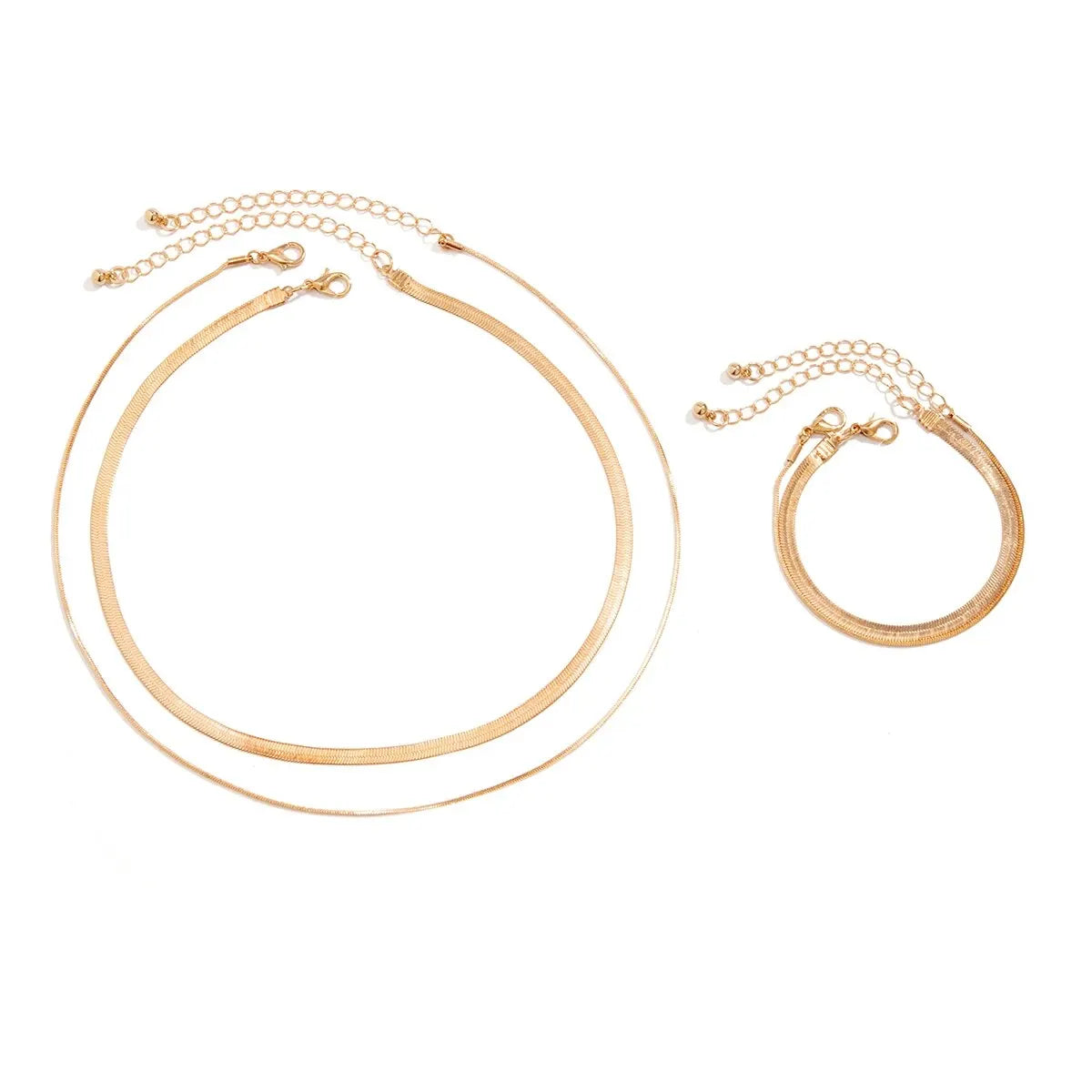 Multilayer Snake Chain Necklace & Bracelet Set