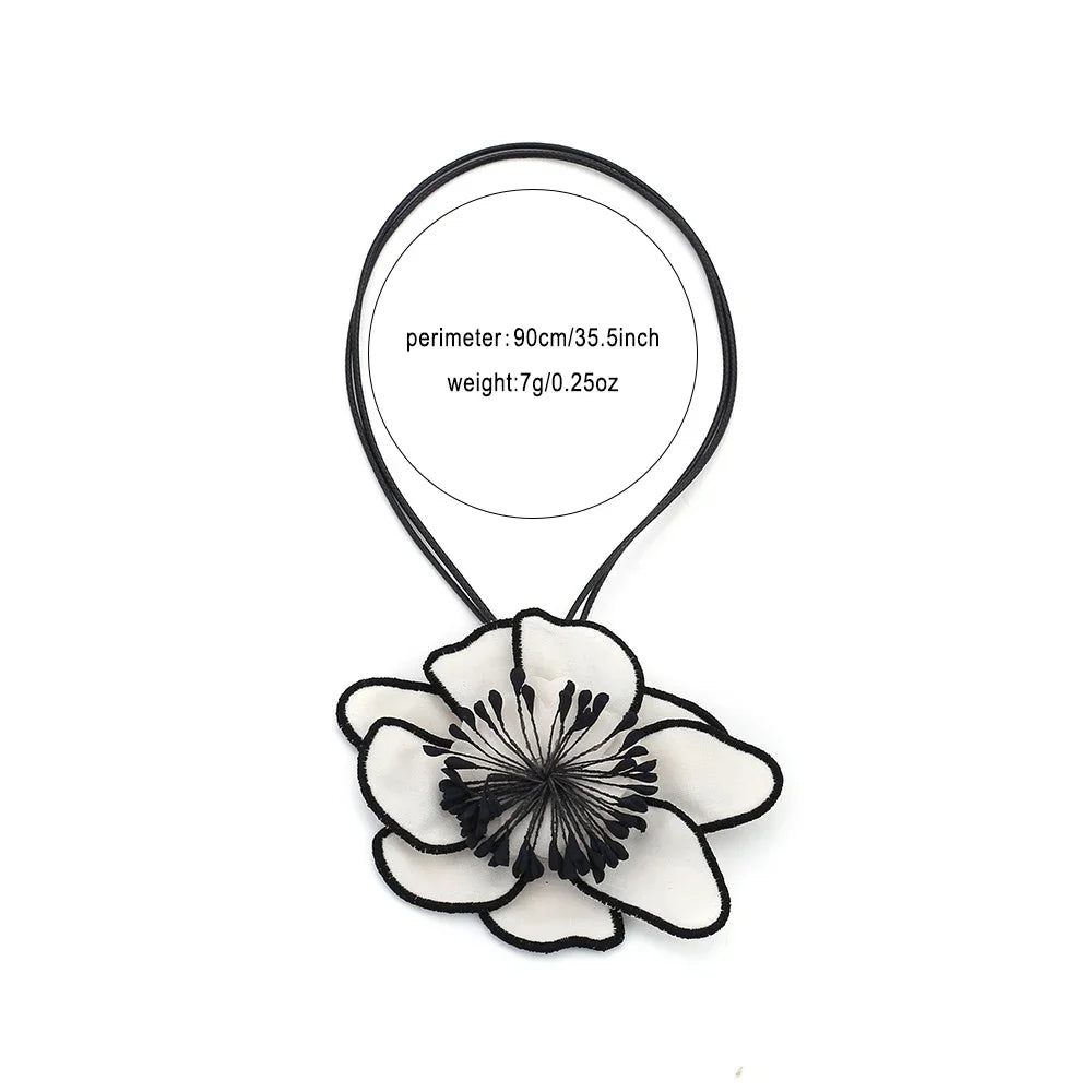 Big Fabric Flower Pendant Necklace