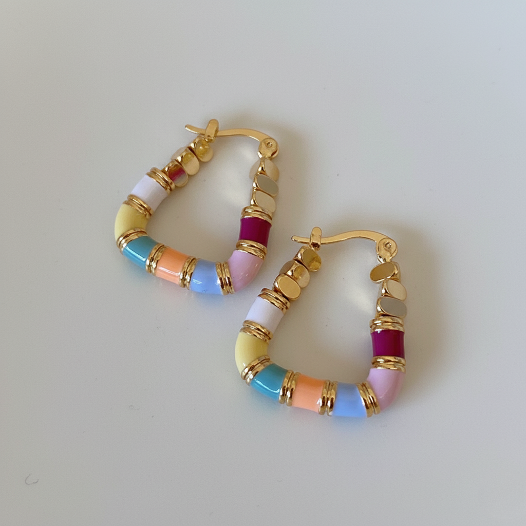 French Romantic Enamel Trapezoid Earrings