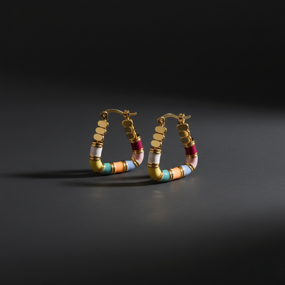 French Romantic Enamel Trapezoid Earrings