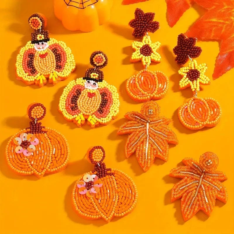 Thanksgiving Pumpkin & Turkey Earrings