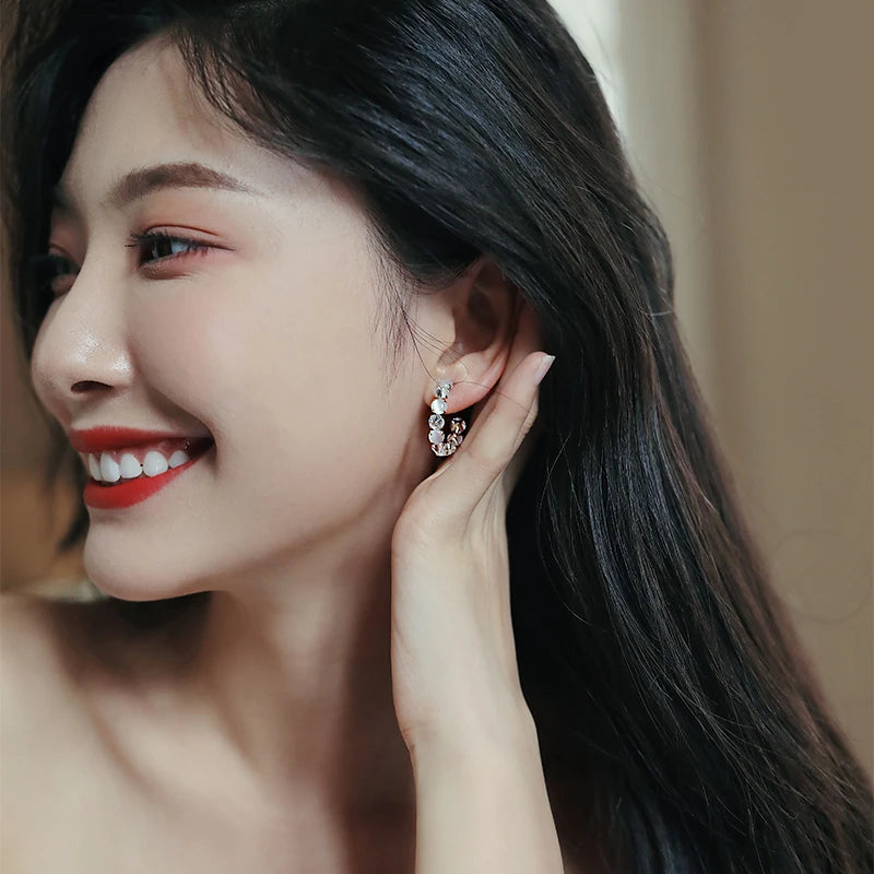 Elegant Opal Hoop Earrings