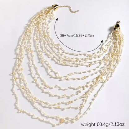Multilayer Beaded & Rhinestone Necklace