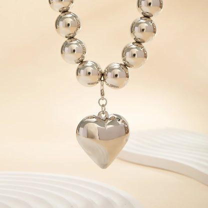 Trendy Heart-Shaped Beaded Chain Necklace