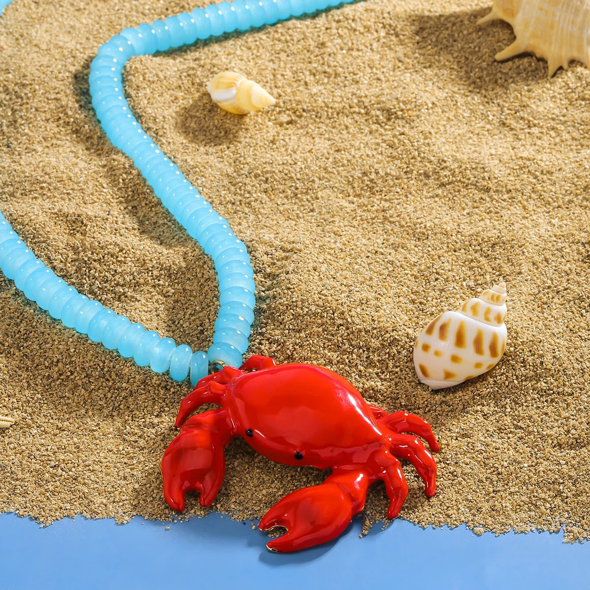 Boho Beaded Crab Necklace