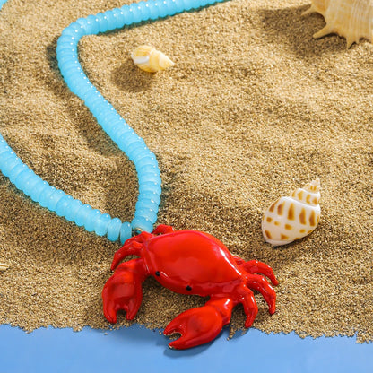 Boho Beaded Crab Necklace