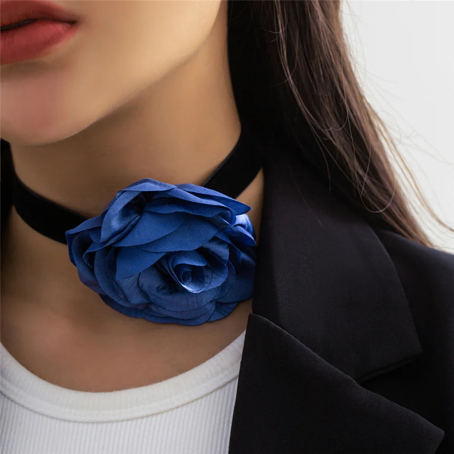 Big Rose Flower Clavicle Chain Necklace