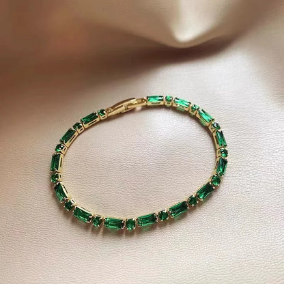 Luxury Green Zircon Copper Alloy Bracelet
