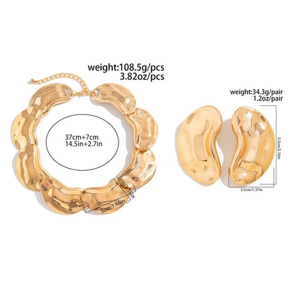 Bold Pea Chain Choker with Matching Drop Earrings