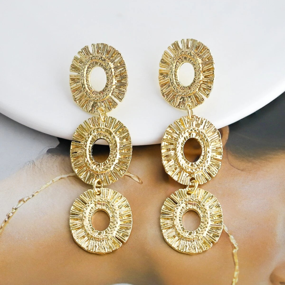 Golden Hollow Flower Earrings