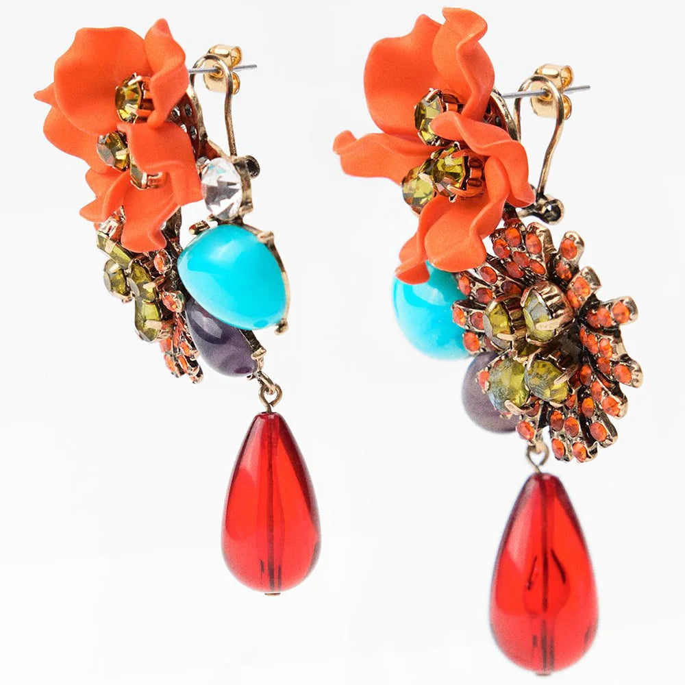 Colorful Bloom Jewel Earrings