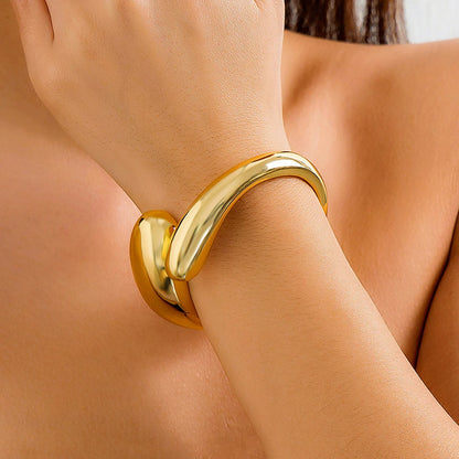 Water Drop Statement Gold Cuff Bracelet