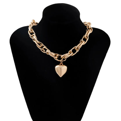 Punk Exaggerated Geometric Heart Pendant Necklace