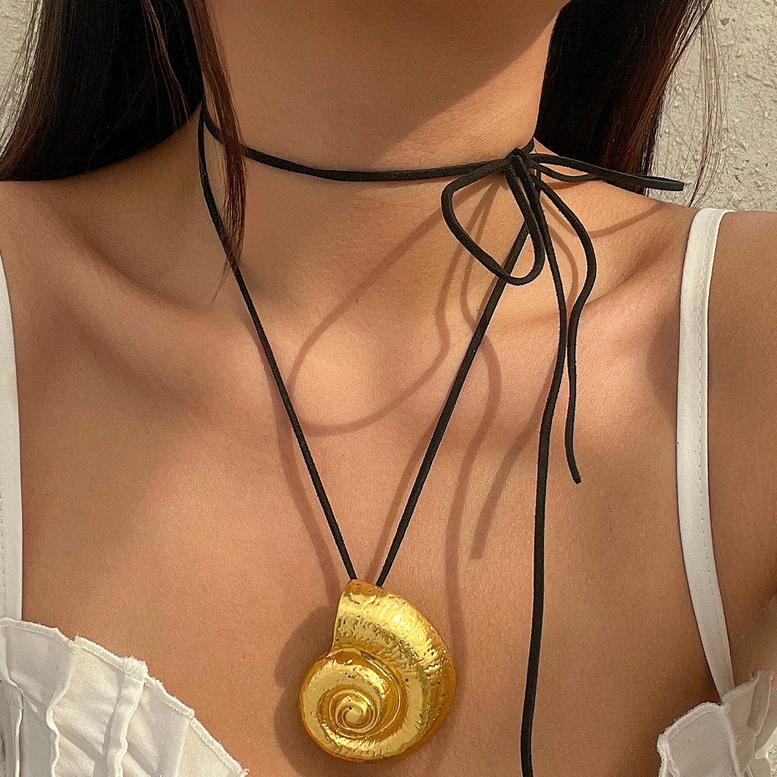 Big Conch Starfish Heart Pendant Choker Necklace