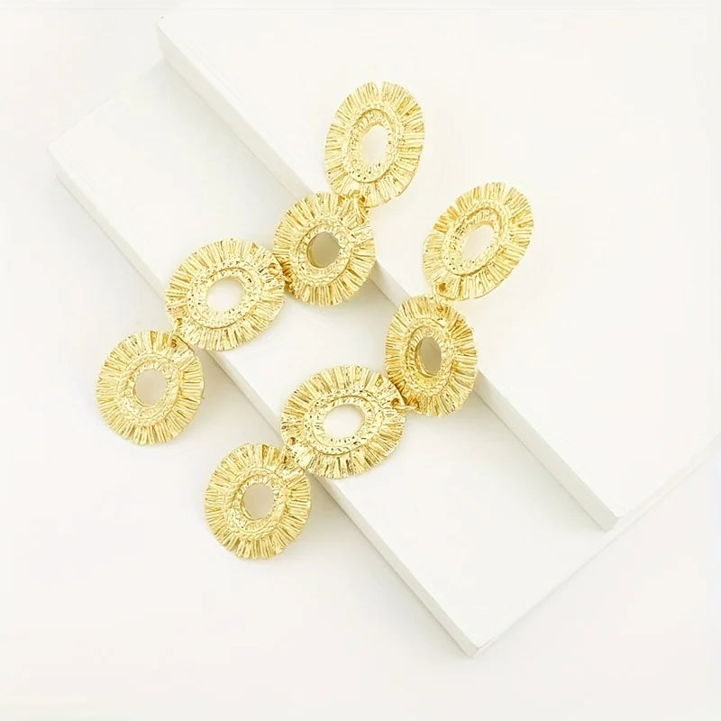 Golden Hollow Flower Earrings