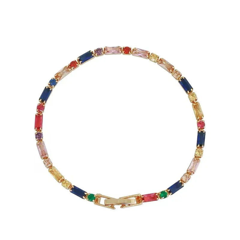 Colorful Zircon Chain Necklace & Bracelet