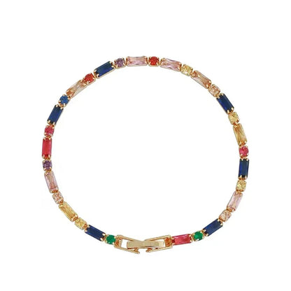 Colorful Zircon Chain Necklace & Bracelet