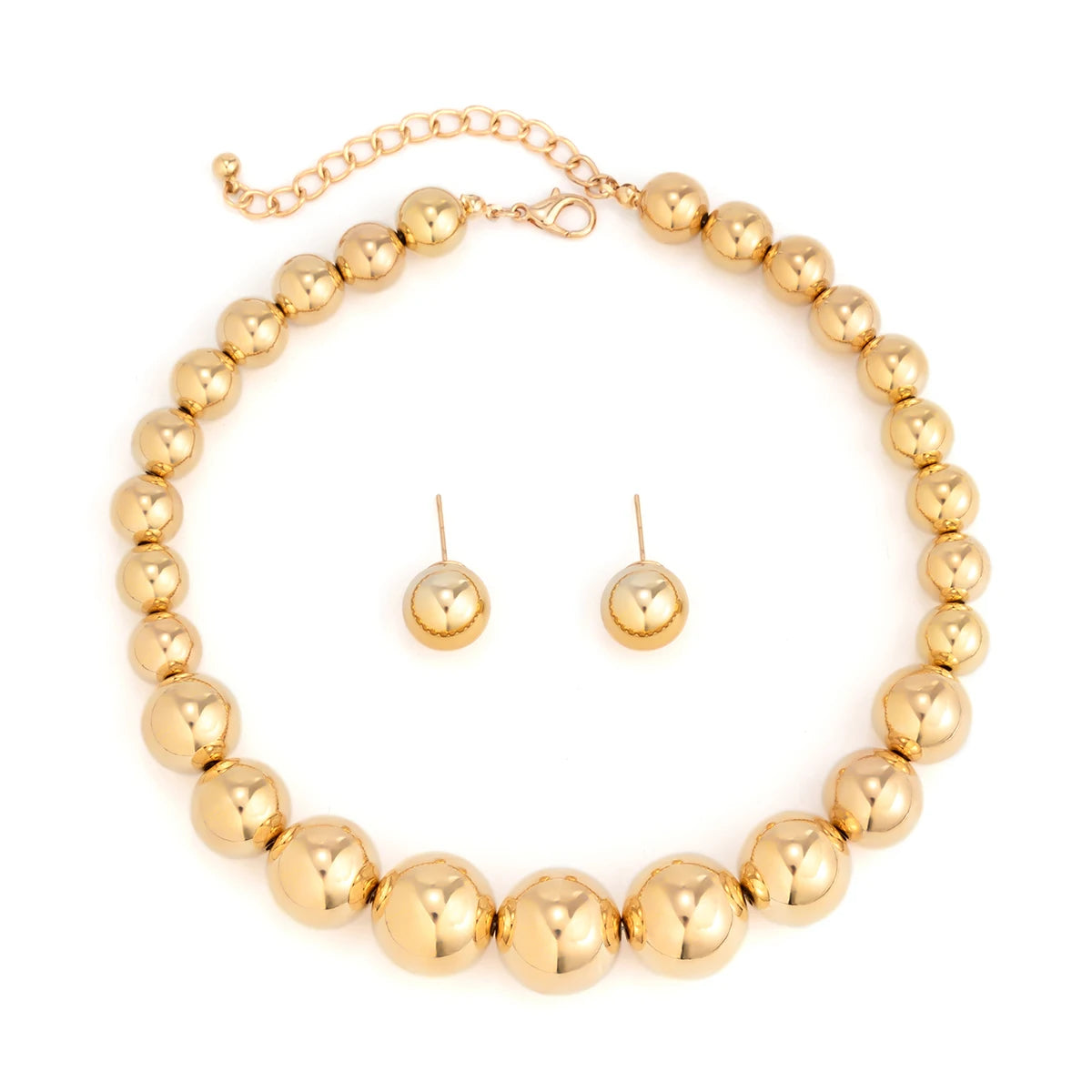 Acrylic Ball Chain Necklace & Drop Earrings Set