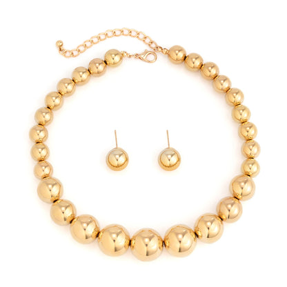 Acrylic Ball Chain Necklace & Drop Earrings Set