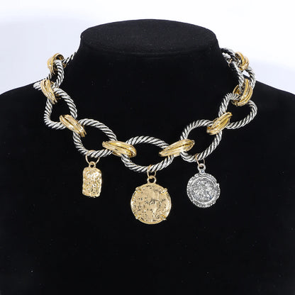 Dual Tone Coin Charm Necklace
