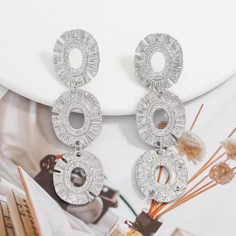 Golden Hollow Flower Earrings