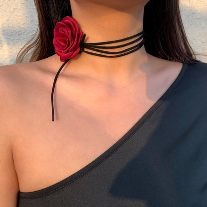 Big Rose Flower Clavicle Chain Necklace