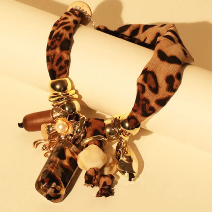 Leopard Pattern Beaded Necklace for Women – Vintage Party Jewelry