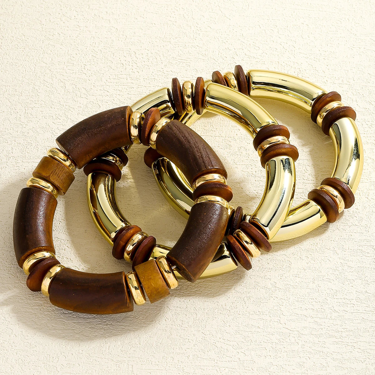 Triple Layer Wooden Charm Bracelet