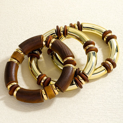 Triple Layer Wooden Charm Bracelet