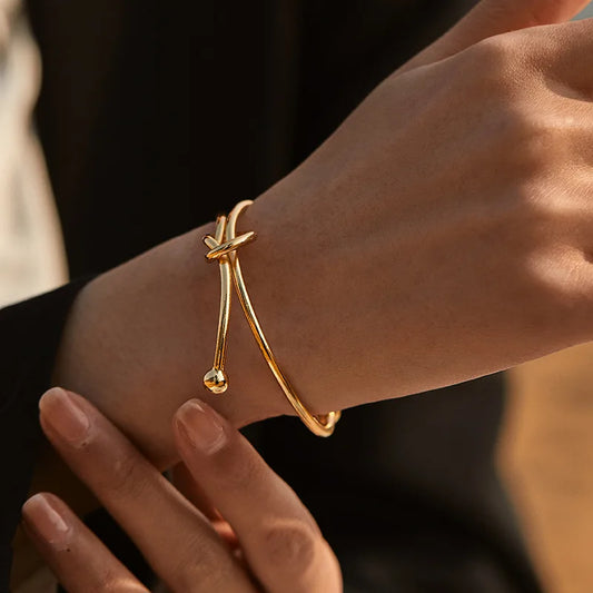 Smooth Wire Geometric Bangle