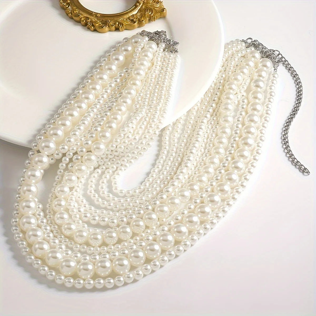 Elegant Handmade Long Pearl Necklace for Women – Multilayer Design
