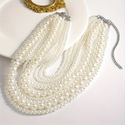 Elegant Handmade Long Pearl Necklace for Women – Multilayer Design