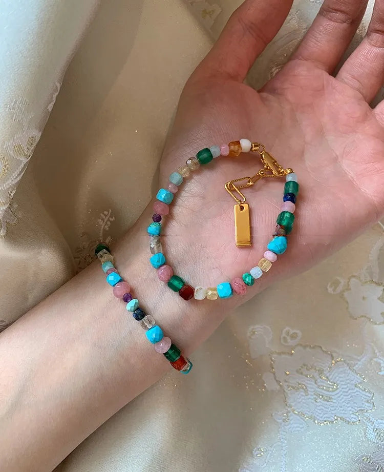 Colorful Natural Stone Beaded Necklace