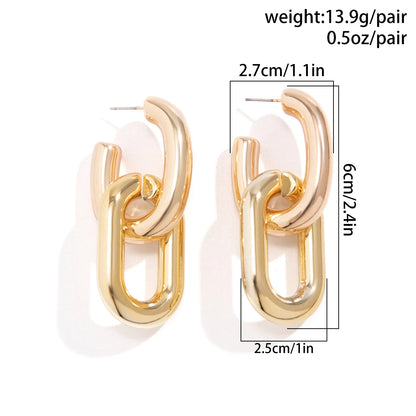 Geometric U-Shape Link Hoop Earrings