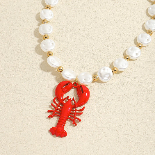 Lobster Pearl Charm Necklace
