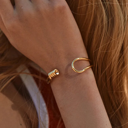 Smooth Wire Geometric Bangle