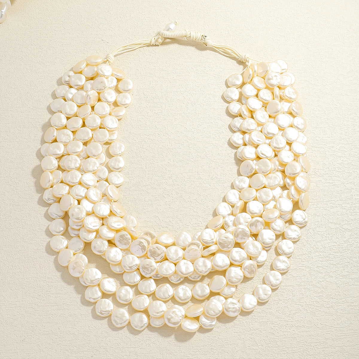 Statement Pearl Button Necklace