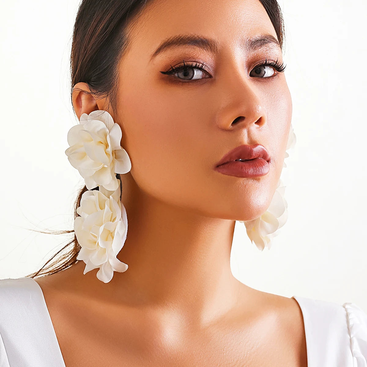 Floral Dream – Big Fluffy Fabric Petal Earrings