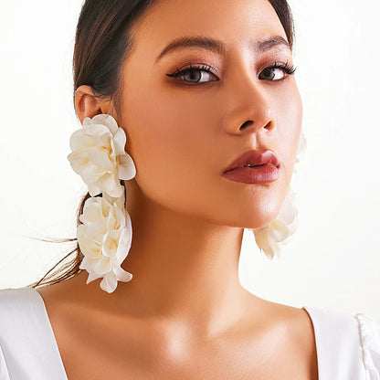 Floral Dream – Big Fluffy Fabric Petal Earrings